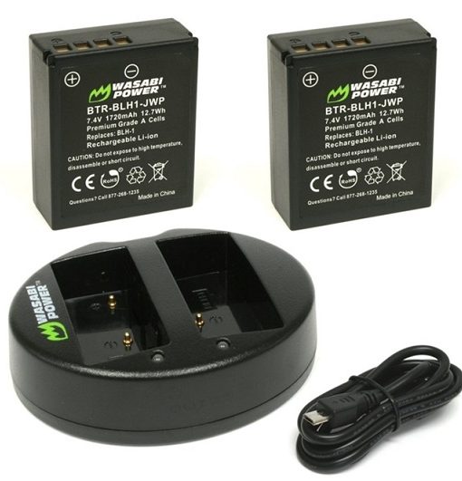 Wasabi Power Battery (2-Pack) and Dual Charger for Olympus BLH-1